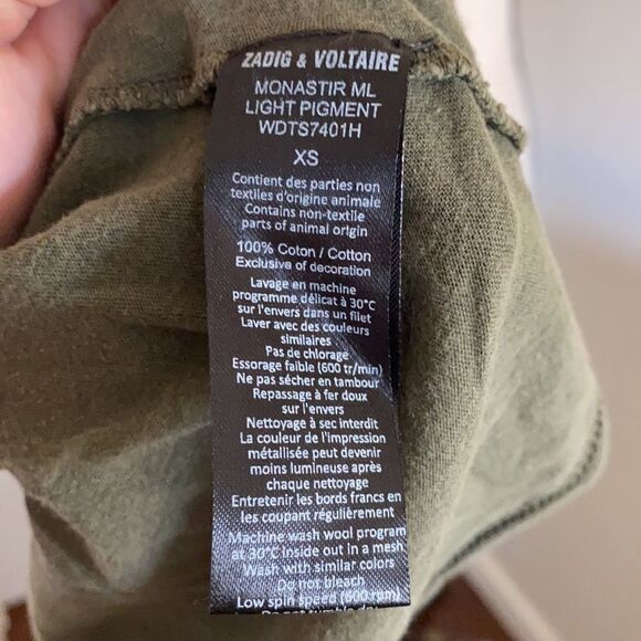 Zadig & Voltaire Green Distressed Casual Pullover Nirvana Long Sleeve Shirt - Picture 11 of 11